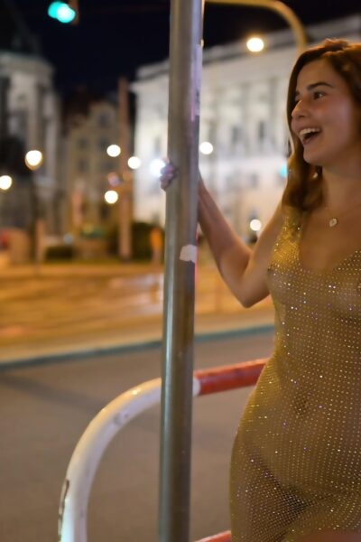 Agatha Vega from Braless Forever scene Public Sheer Dress Image #12